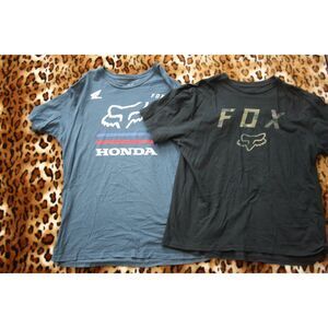 Vintage Y2K Fox Racing Tee Bundle Blue and Black XL